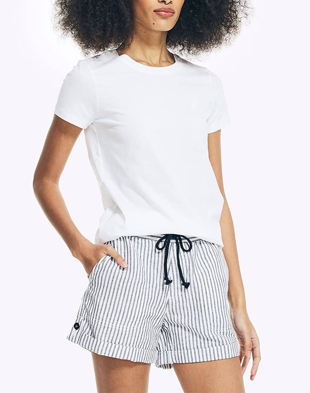 NAUTICA ΜΠΛΟΥΖΑ T-SHIRT ΚΜ SUSTAINABLE ANCHOR COTTON CREW NECK TEE 3NC37V017-1BW White