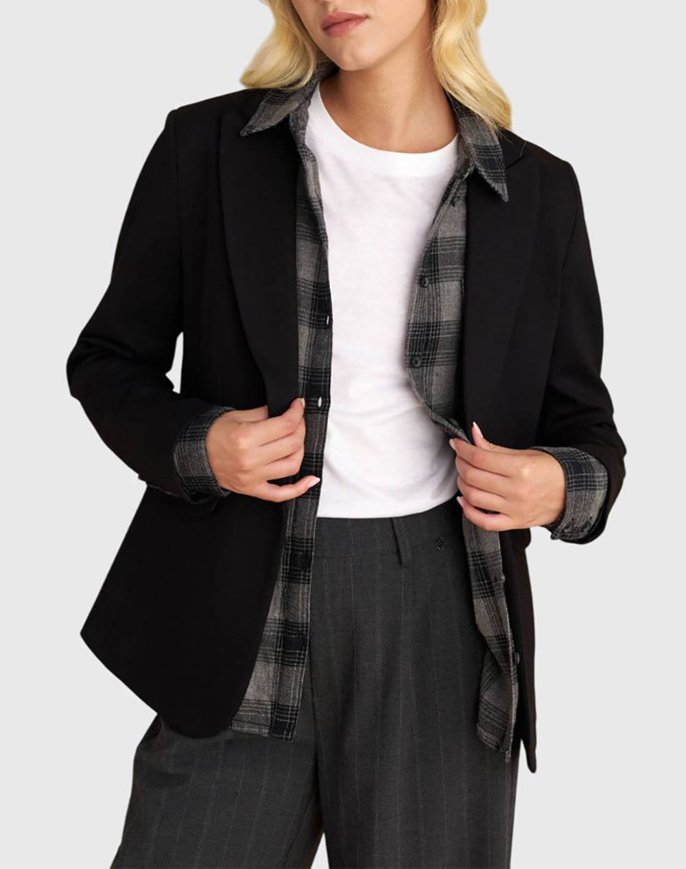 Attrattivo Γυναικείο Σακάκι Μεσάτο Μαύρο Βισκόζη Πολυαμίδιο Ελαστάνη