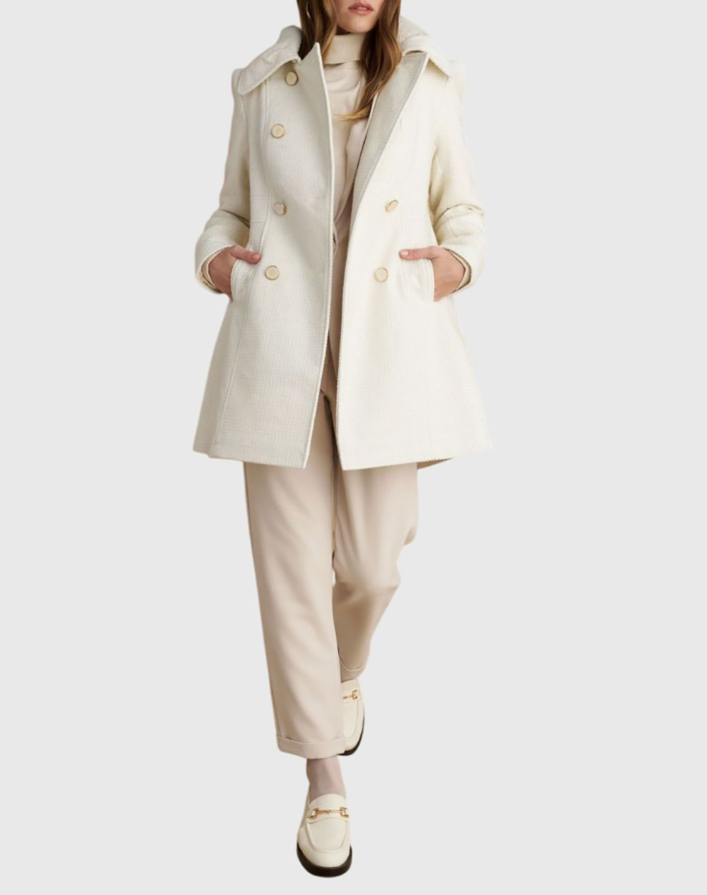 ATTRATTIVO ΗΜΙΠΑΛΤΟ 9921786-EKROY Ecru φωτογραφία