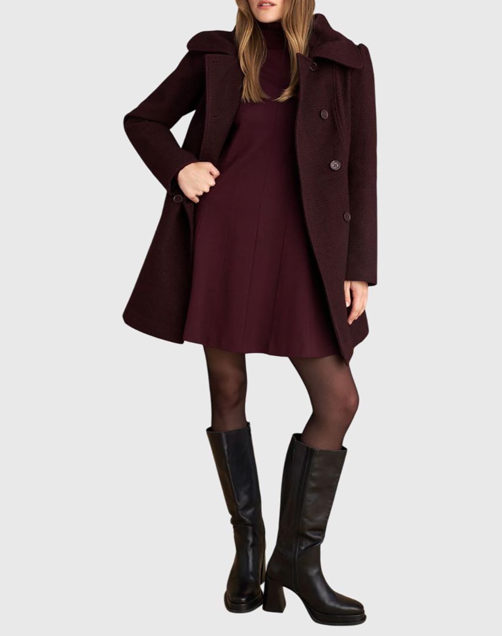 ATTRATTIVO ΗΜΙΠΑΛΤΟ 9921830-OXBLO Bordeux φωτογραφία