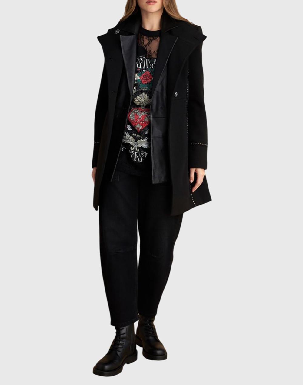 ATTRATTIVO ΗΜΙΠΑΛΤΟ 9921779-MAYRO Black φωτογραφία