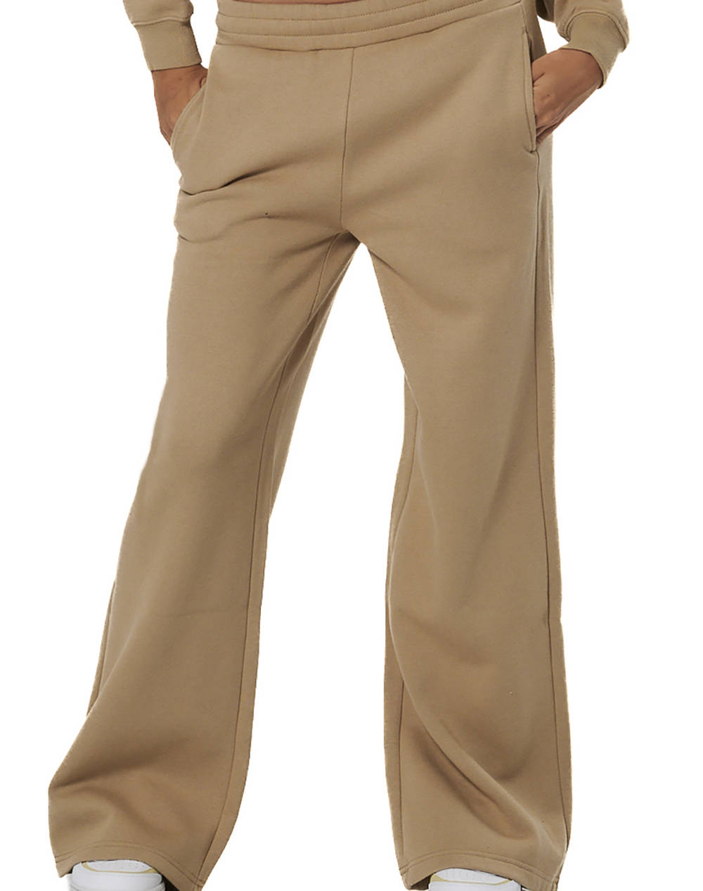 BODY ACTION WOMEN''S WIDE-LEG SWEATPANTS 021540-01-TEAK BEIGE Biege