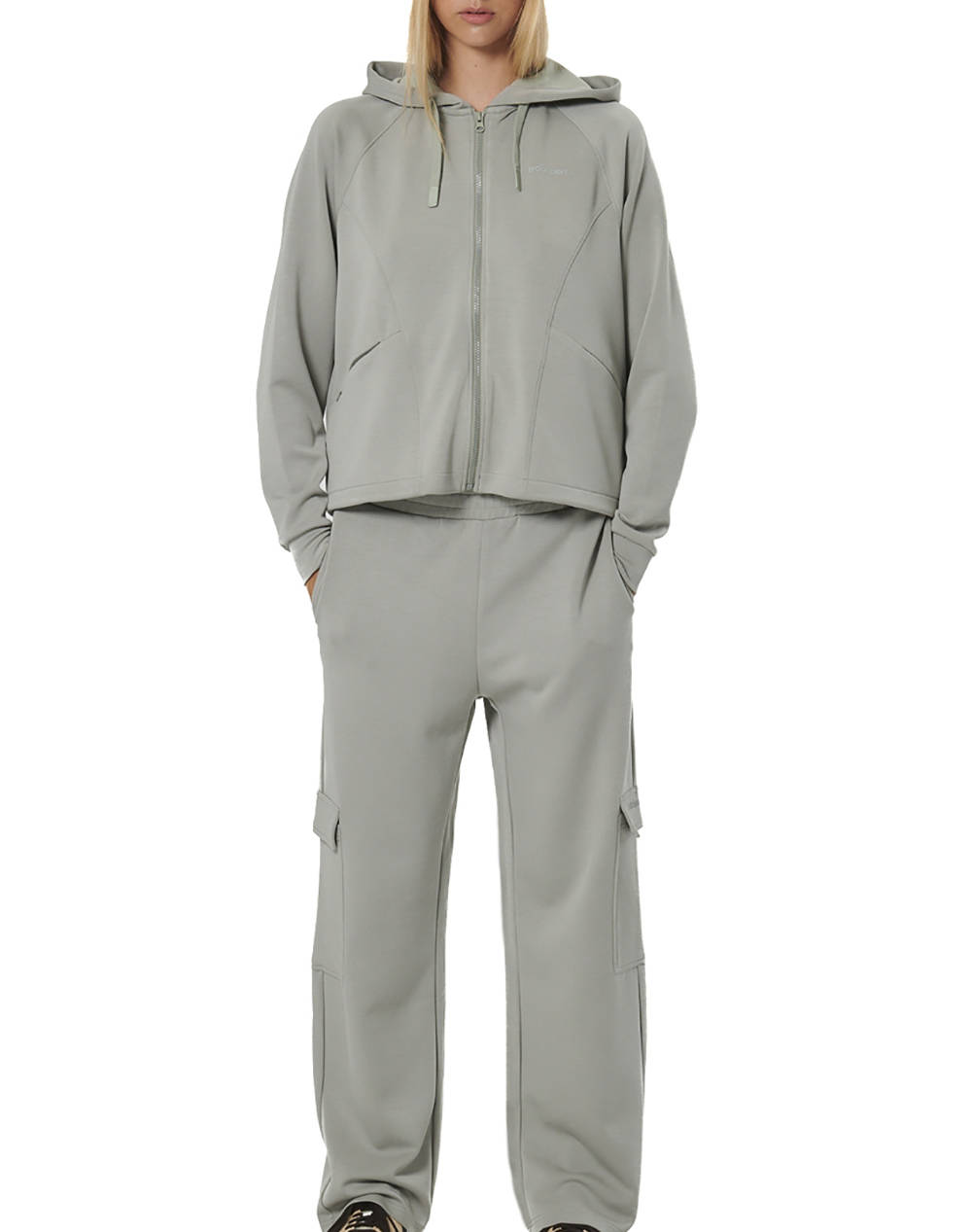 BODY ACTION WOMEN''S WIDE-LEG CARGO TROUSERS 021542-01-FOG GREEN LightGreen φωτογραφία