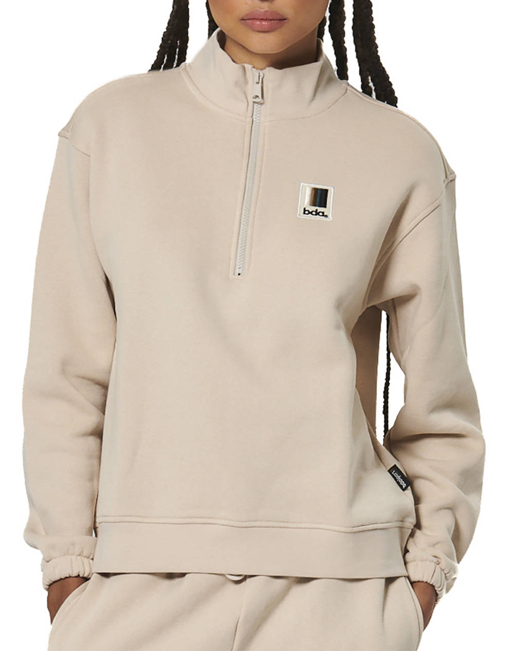 BODY ACTION WOMEN''S HALF-ZIP SWEATSHIRT 061528-01-MOONBEAM GREY LightGray