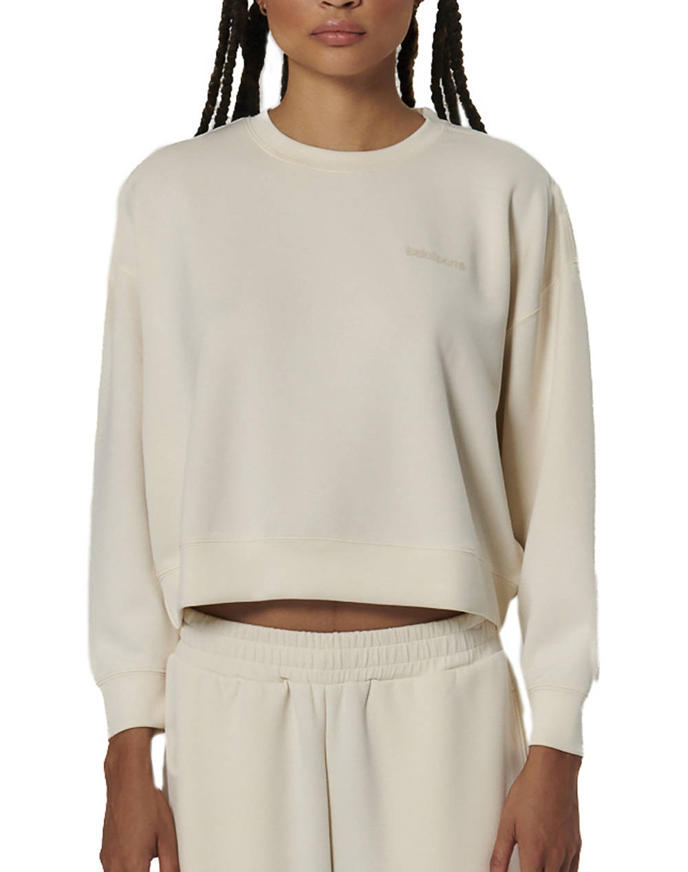 BODY ACTION WOMEN''S MODAL CROP SWEATSHIRT 061527-01-SALT ECRU Ecru