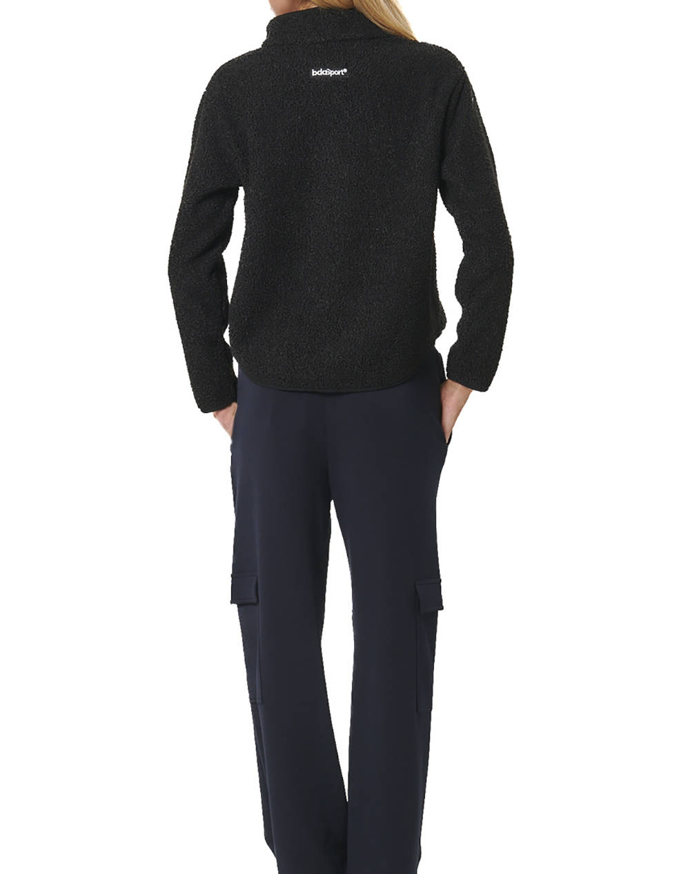 BODY ACTION WOMEN''S OVERSIZE BOUCLE-FLEECE HALF-ZIP 061529-01-BLACK Black φωτογραφία