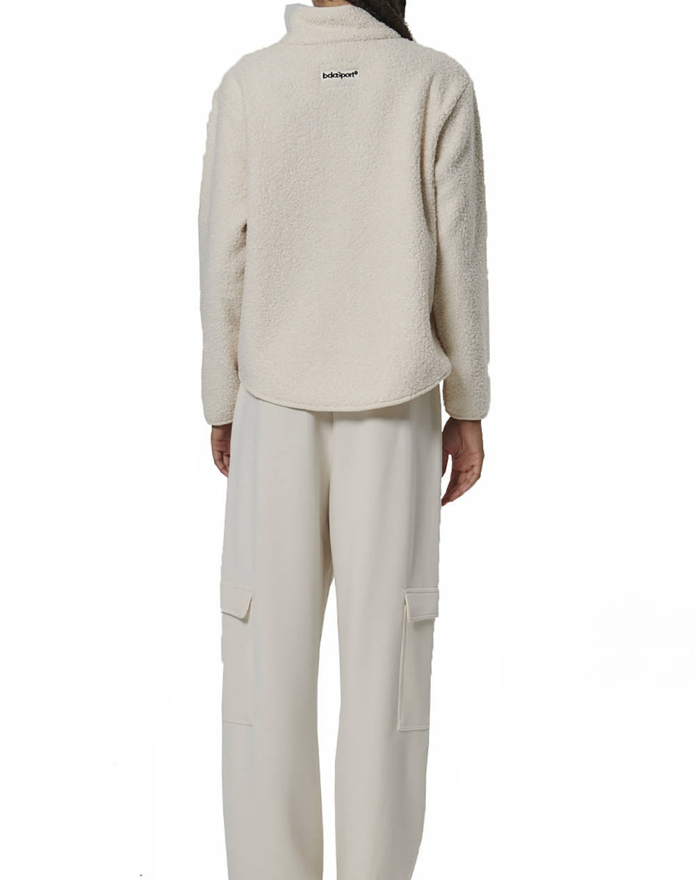 BODY ACTION WOMEN''S OVERSIZE BOUCLE-FLEECE HALF-ZIP 061529-01-PRISTINE ECRU Ecru φωτογραφία