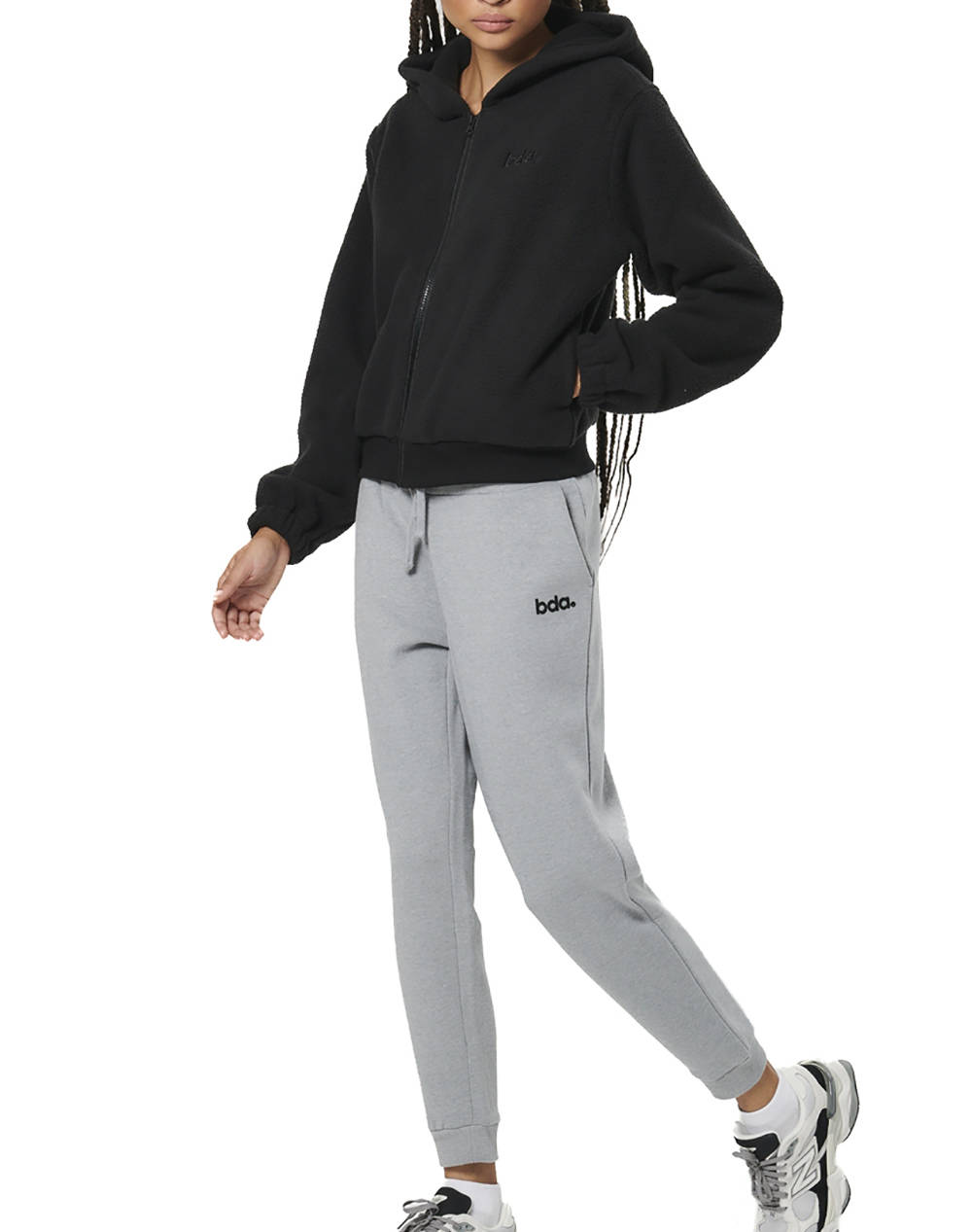BODY ACTION WOMEN''S FULL-ZIP SHERPA FLEECE HOODIE 071523-01-BLACK Black φωτογραφία