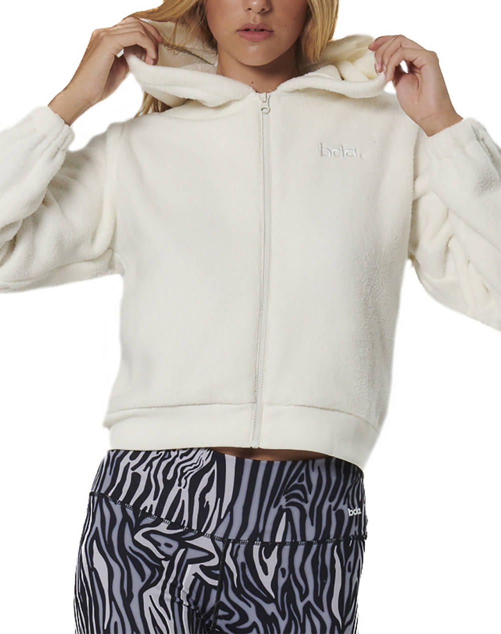 BODY ACTION BODY ACTION WOMEN''S FULL-ZIP SHERPA FLEECE HOODIE 071523-01-ARCTIC WOLF ECRU Ecru