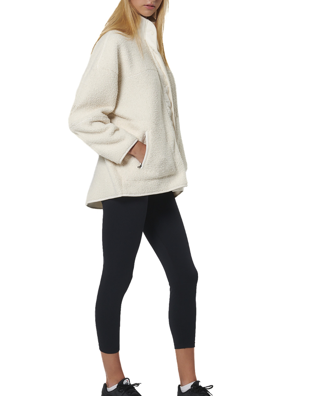 BODY ACTION WOMEN''S OVERSIZE BOUCLE-FLEECE JACKET 071530-01-PRISTINE ECRU Ecru φωτογραφία