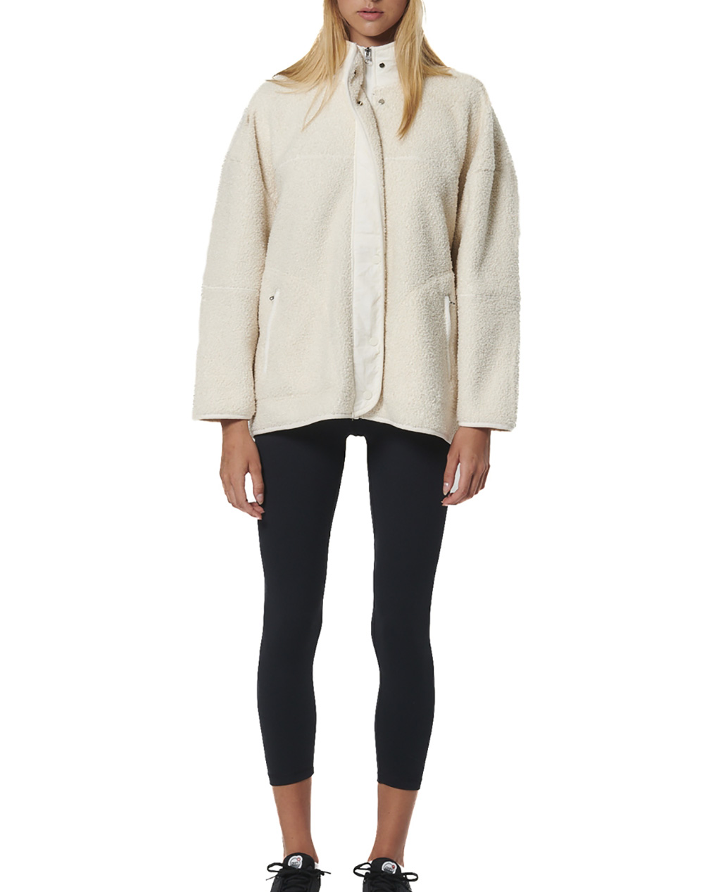 BODY ACTION WOMEN''S OVERSIZE BOUCLE-FLEECE JACKET 071530-01-PRISTINE ECRU Ecru φωτογραφία