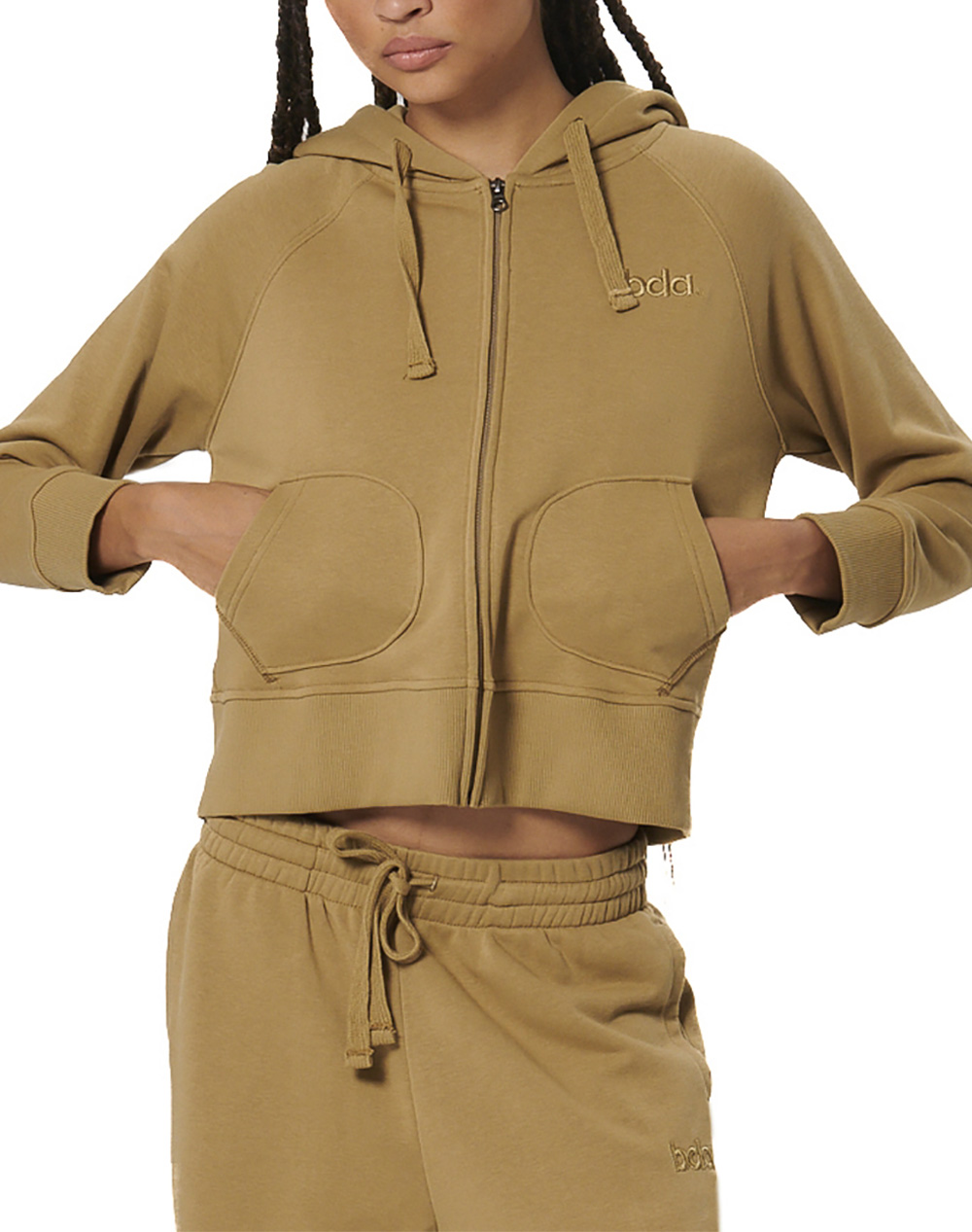 BODY ACTION WOMEN''S ZIP THROUGH HOODIE 071522-01-MOCHA GREY Biege