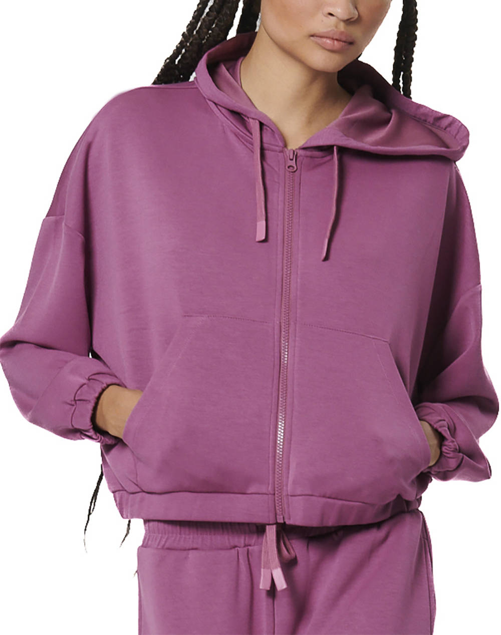 BODY ACTION WOMEN''S MODAL CROP JACKET 071528-01-CRUSHED BERRY Violet