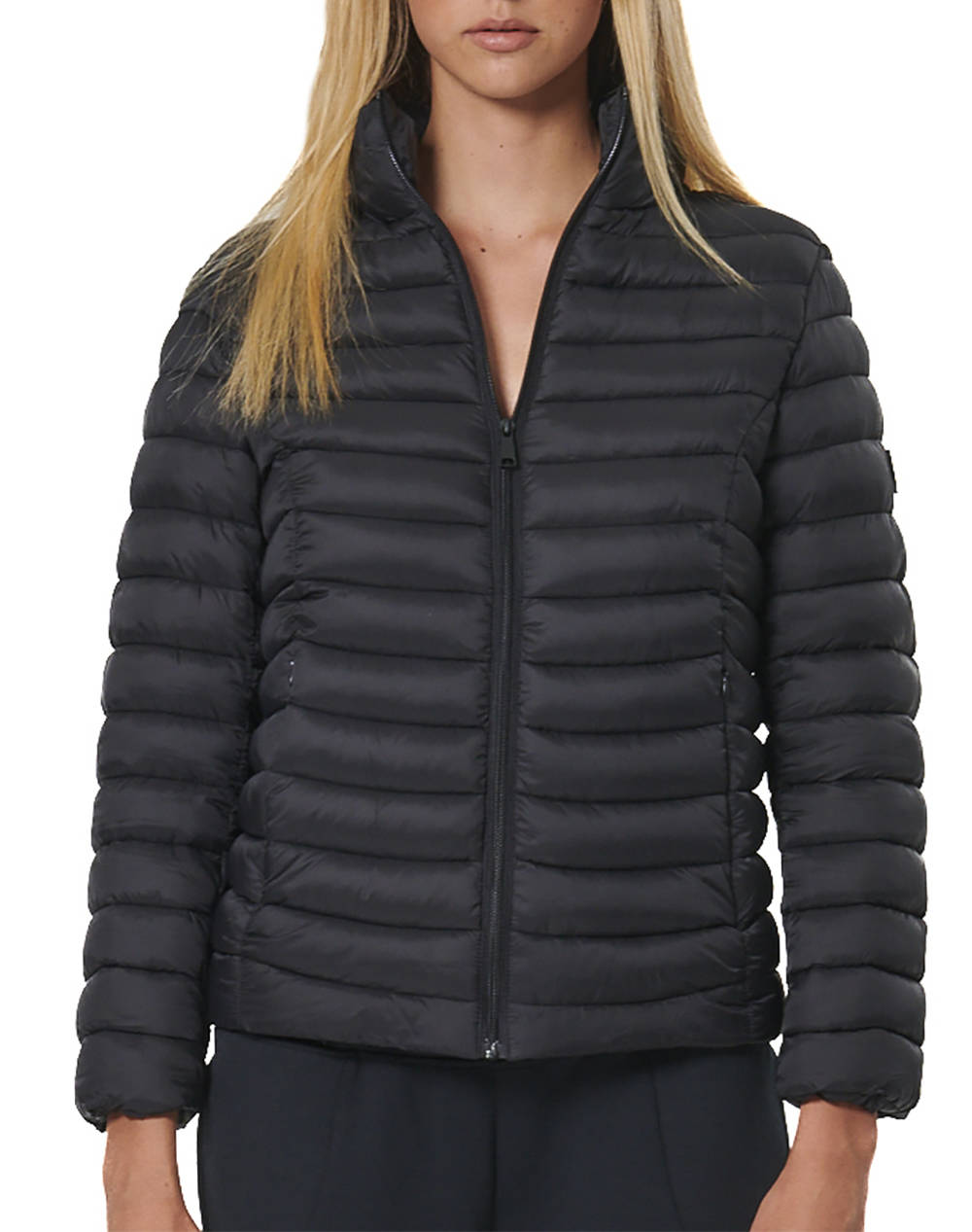 BODY ACTION BODY ACTION WOMEN''S QUILTED JACKET WITH COLLAR 071532-01-BLACK Black
