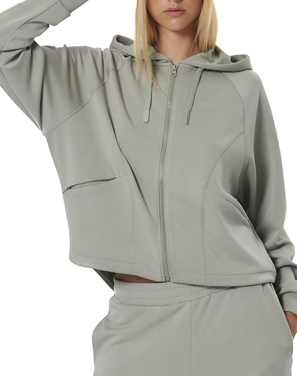 BODY ACTION WOMEN''S MODAL BOXY JACKET 071524-01-FOG GREEN LightGreen