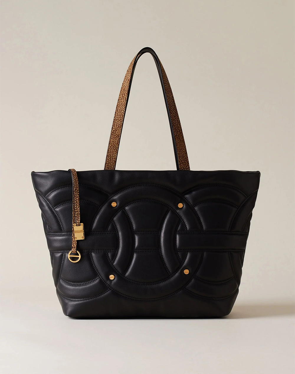 BORBONESE BORBONESE SHOPPER BAG 100%LEATHER I2591010143-0099-480 Black