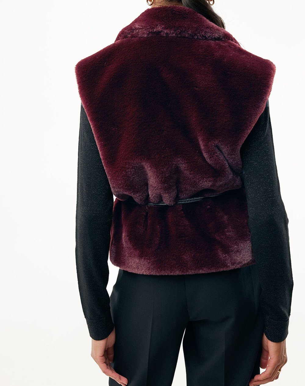 MEXX Fur belted waistcoat MF006404353W-191718 Bordeux φωτογραφία