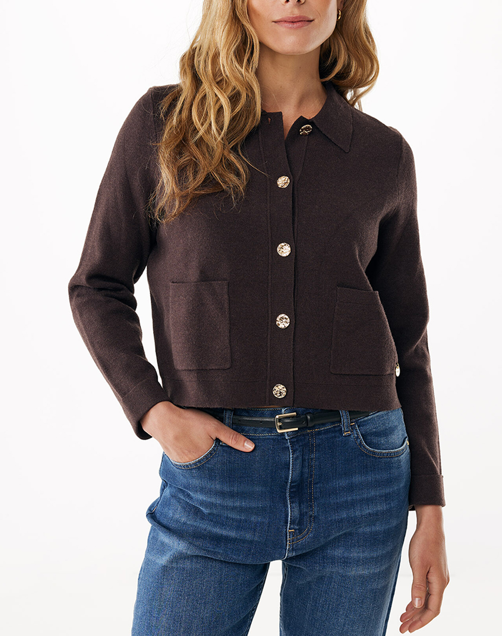 MEXX MEXX Knitted pocket jacket MF006602253W-190915 DarkBrown