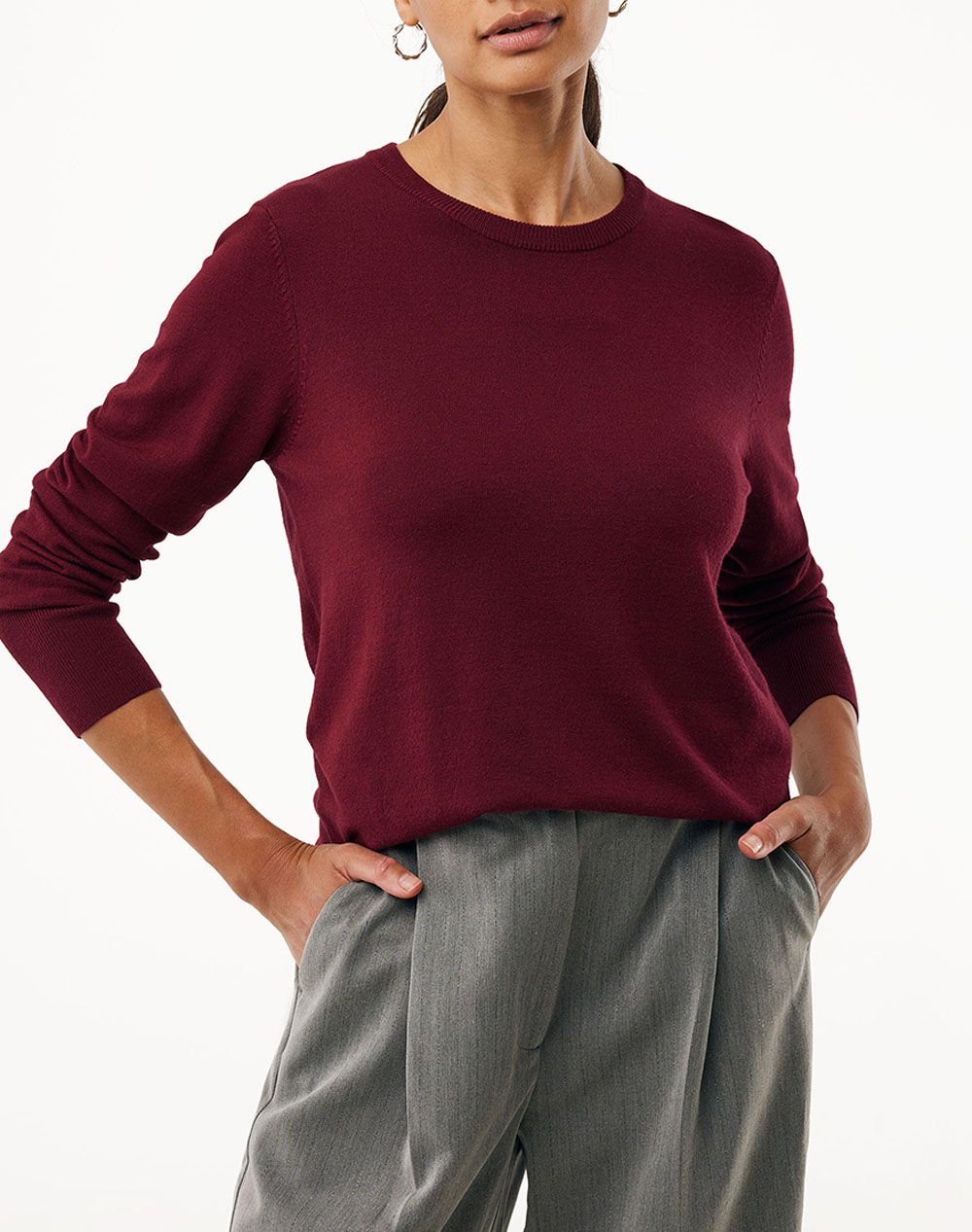 MEXX KATE Basic crew neck pullover MF006611453W-191718 DarkRed