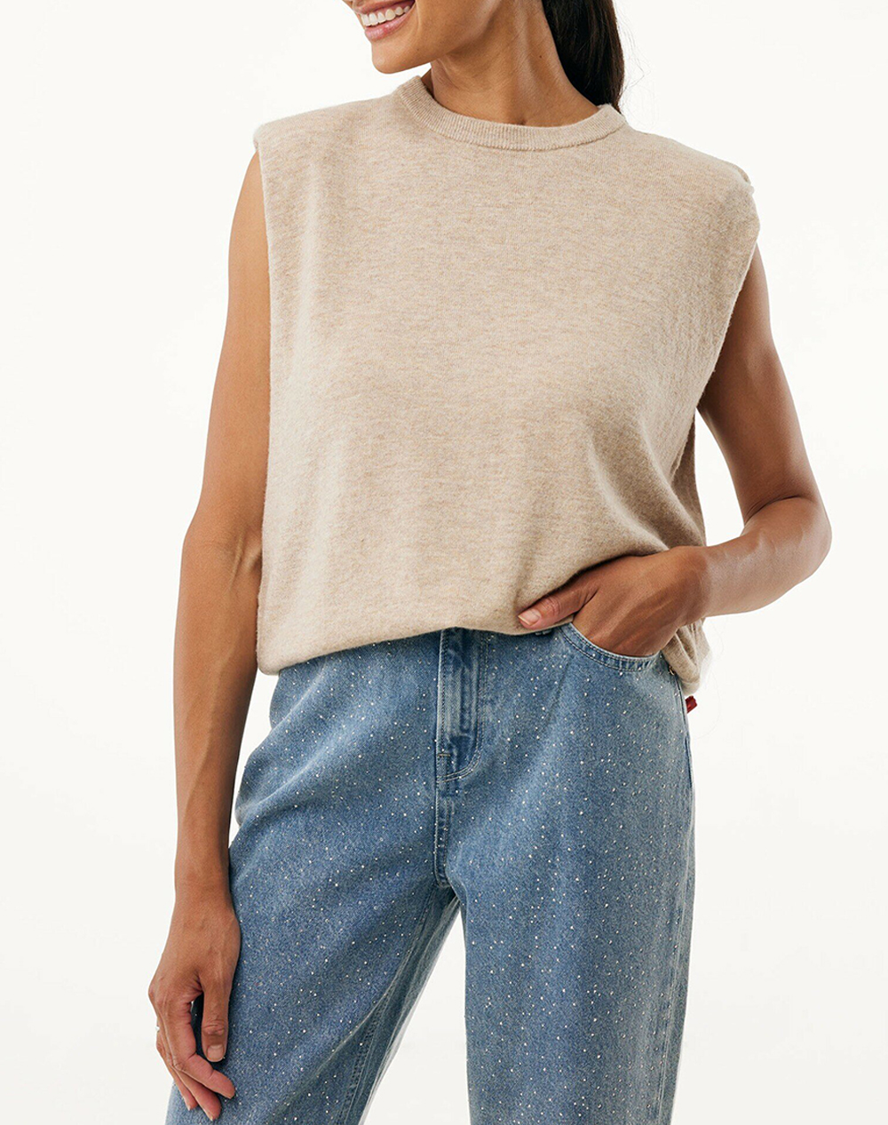 MEXX SENNA Cashmere sleeveless knit top MF006601553W-151306 Biege