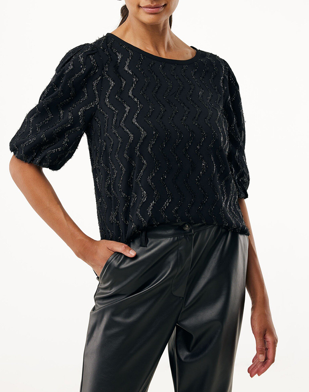 MEXX Glitter pattern organza blouse MF006104653W-193911 Black