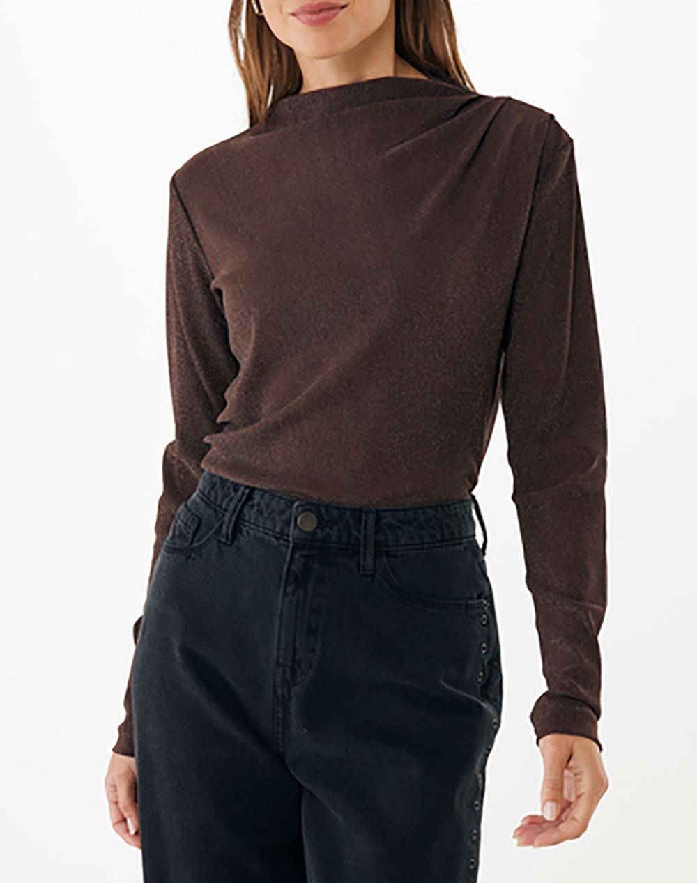 MEXX Pleated sleeve top MF007702053W-190915 DarkBrown