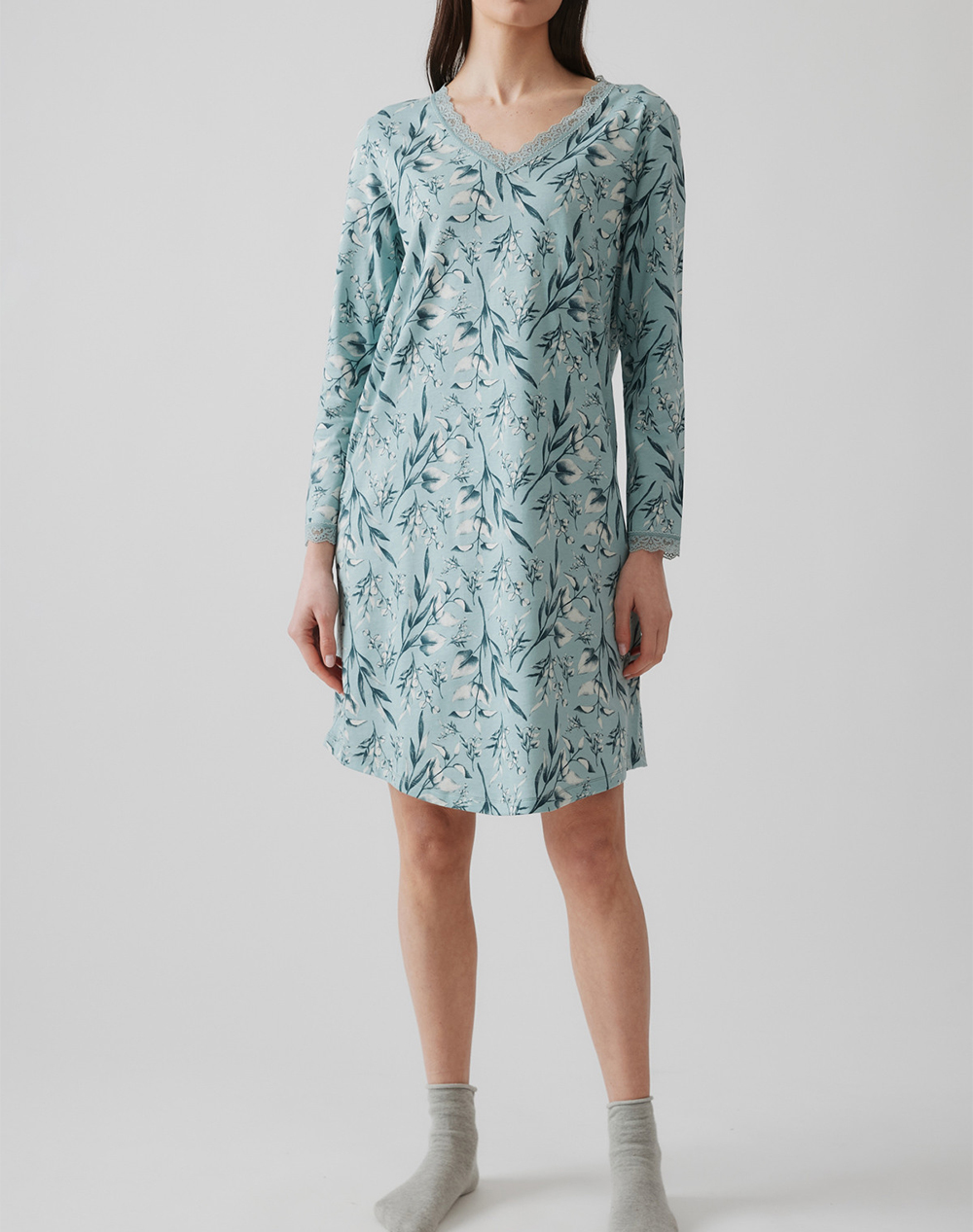 MINERVA ΝΥΧΤ.ΓΥΝ.V/LACE NATURALLY W26 90-52643-323 Turquoise