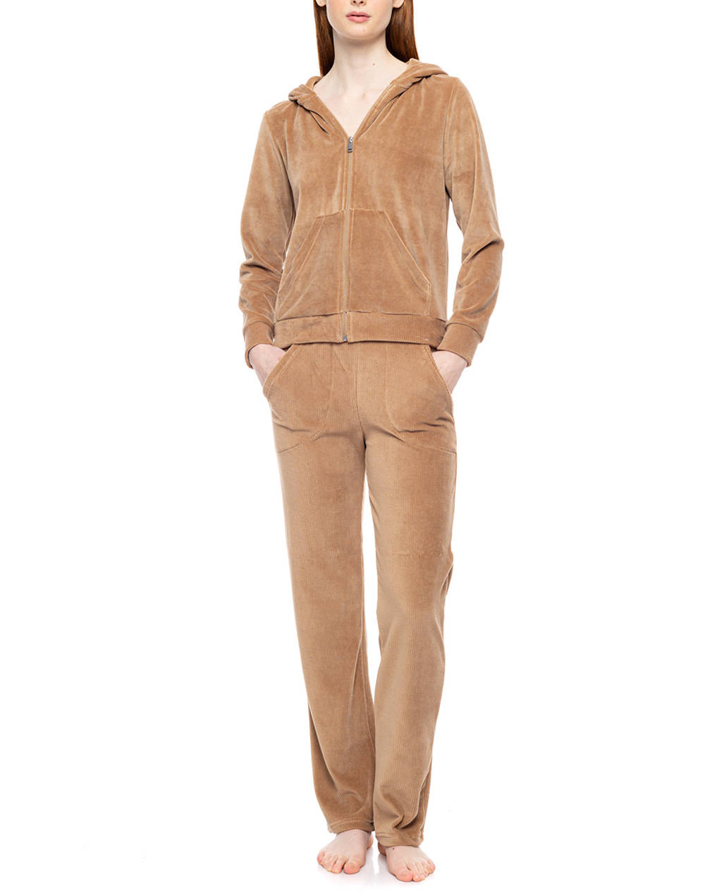 PINK LABEL PINK LABEL TRUCKSUIT VELVET STRIPES W1855P-SAND SandyBrown