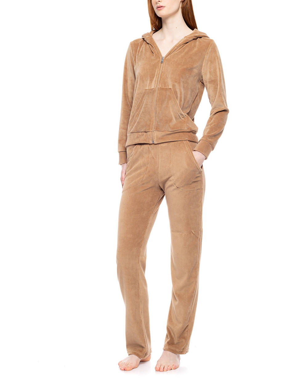 PINK LABEL TRUCKSUIT VELVET STRIPES W1855P-SAND SandyBrown φωτογραφία