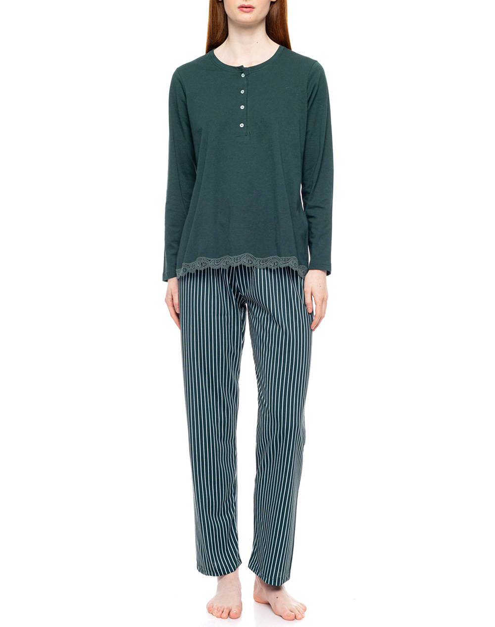 PINK LABEL PINK LABEL PYJAMA GREEN FOREST STRIPES W1755P-TYPE Multi