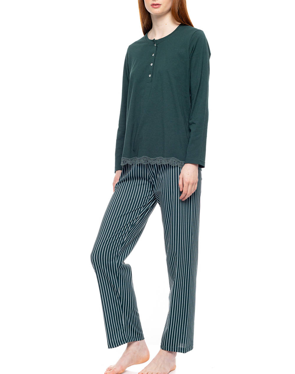PINK LABEL PYJAMA GREEN FOREST STRIPES W1755P-TYPE Multi φωτογραφία