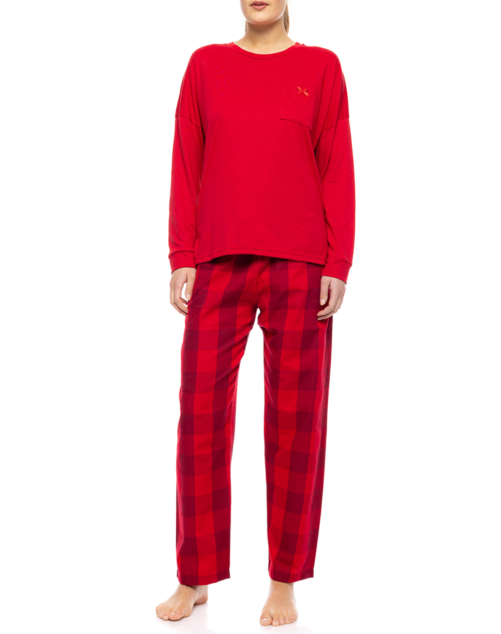 PINK LABEL PYJAMA RASPBERRY PLAID W1840-TYPE Red