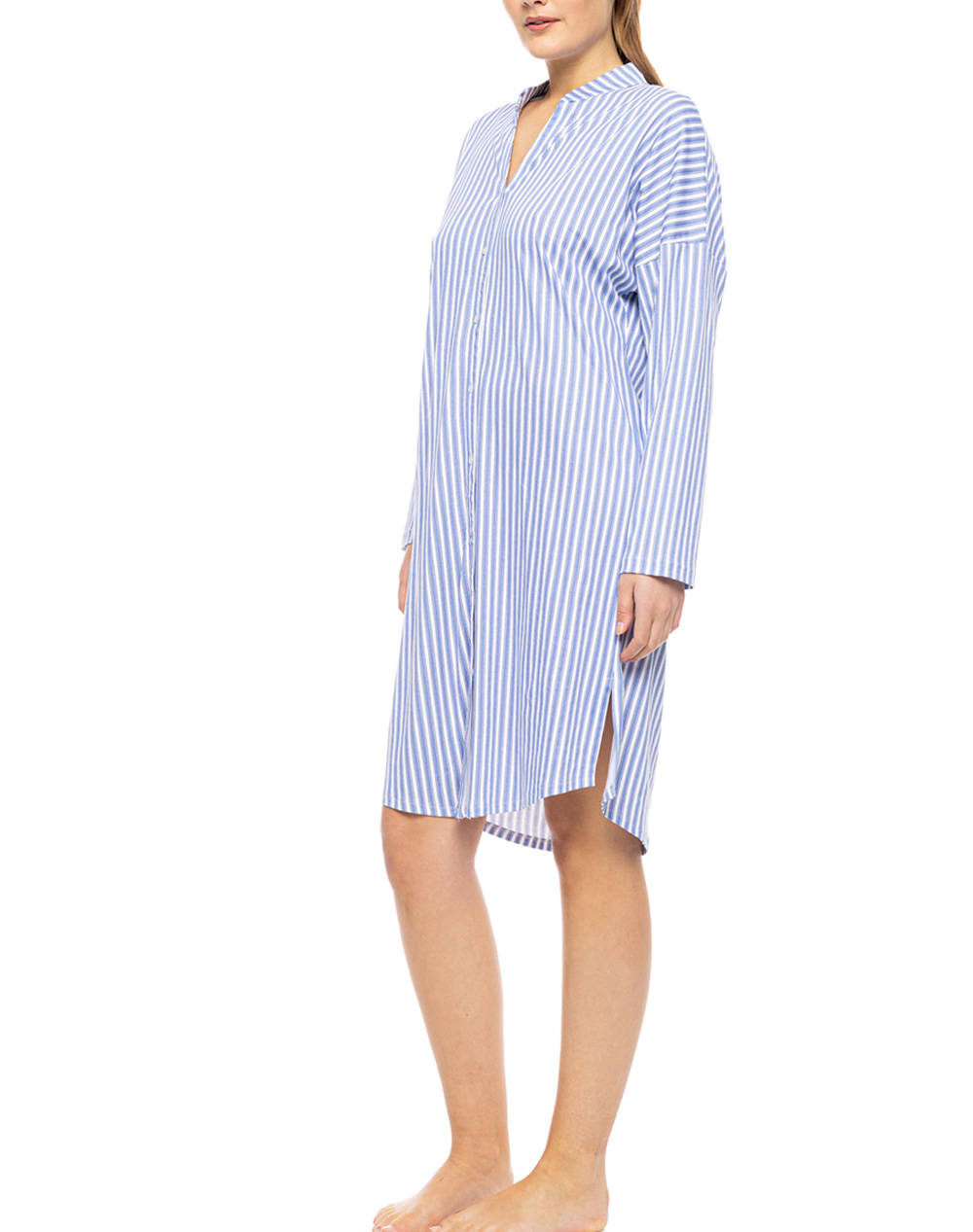 PINK LABEL NIGHTGOWN BUTTONED CALMING STRIPES W1739P-TYPE Multi φωτογραφία