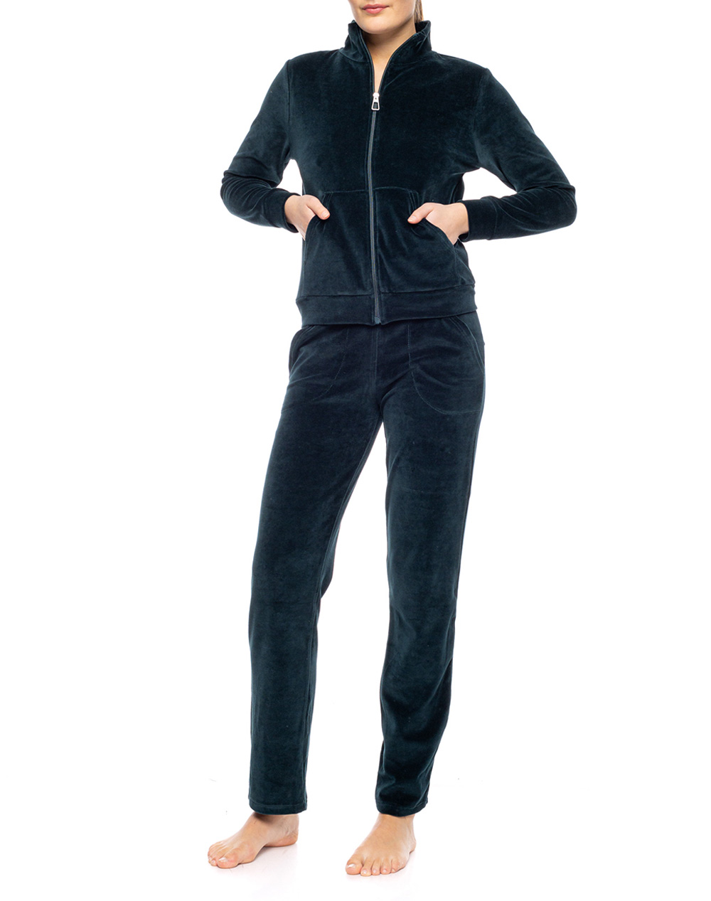 PINK LABEL PINK LABEL VELVET TRACKSUIT NOS HIGH NECK WN-1001-57 DarkGreen