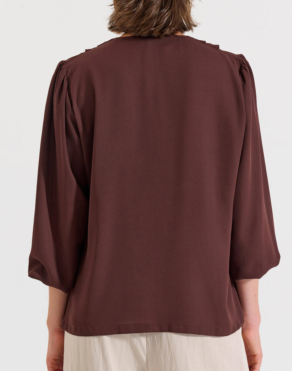 BILL COST ΜΠΛΟΥΖΑ ΕΛΛΗΝΙΚΗΣ ΡΑΦΗΣ 10-031037-0-ΚΑΦΕ Brown φωτογραφία