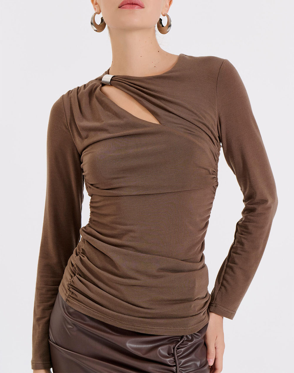 BILL COST ΜΠΛΟΥΖΑ ΕΛΛΗΝΙΚΗΣ ΡΑΦΗΣ 10-130175-0-ΚΑΦΕ Brown