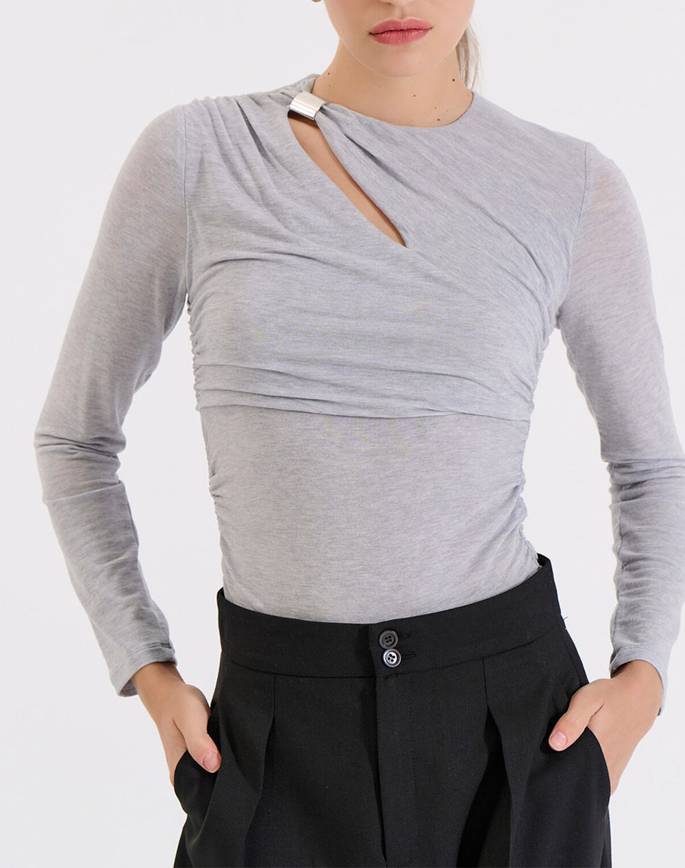 BILL COST ΜΠΛΟΥΖΑ ΕΛΛΗΝΙΚΗΣ ΡΑΦΗΣ 10-130175-0-ΓΚΡΙ Gray