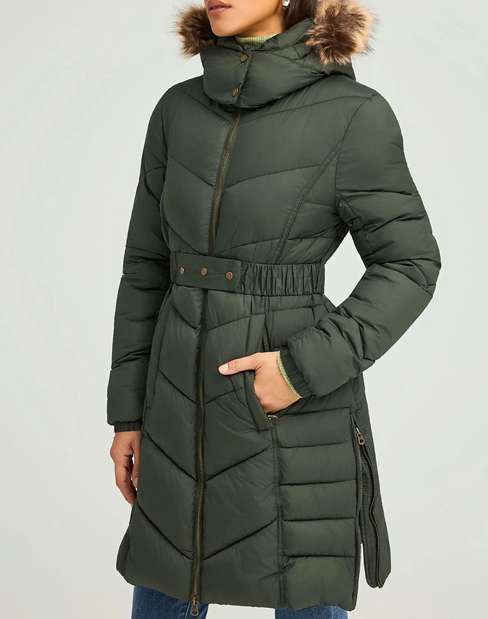 FUNKY BUDDHA Γυναικείο Φουσκωτό Τζάκετ FBL012-101-01-FOREST GREEN ArmyGreen