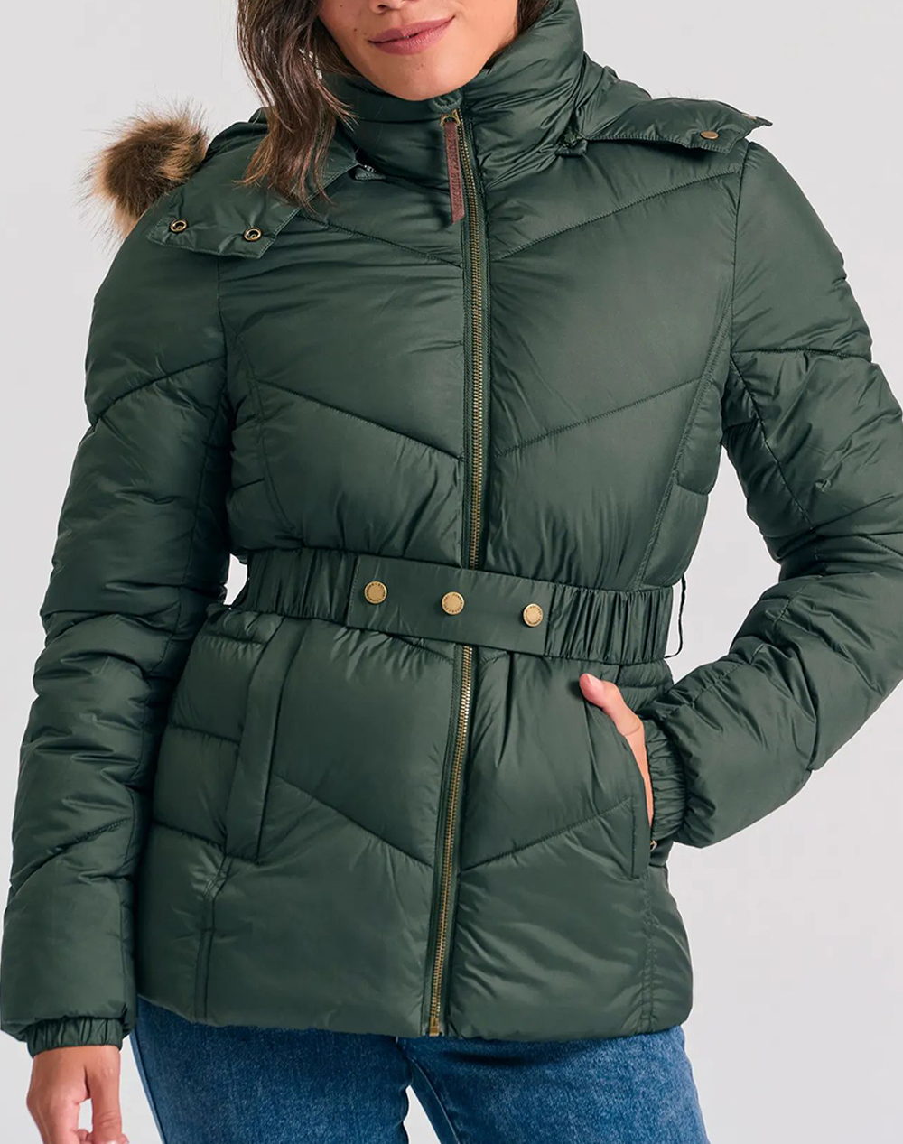 FUNKY BUDDHA FUNKY BUDDHA Γυναικείο Φουσκωτό Τζάκετ FBL012-100-01-FOREST GREEN ArmyGreen