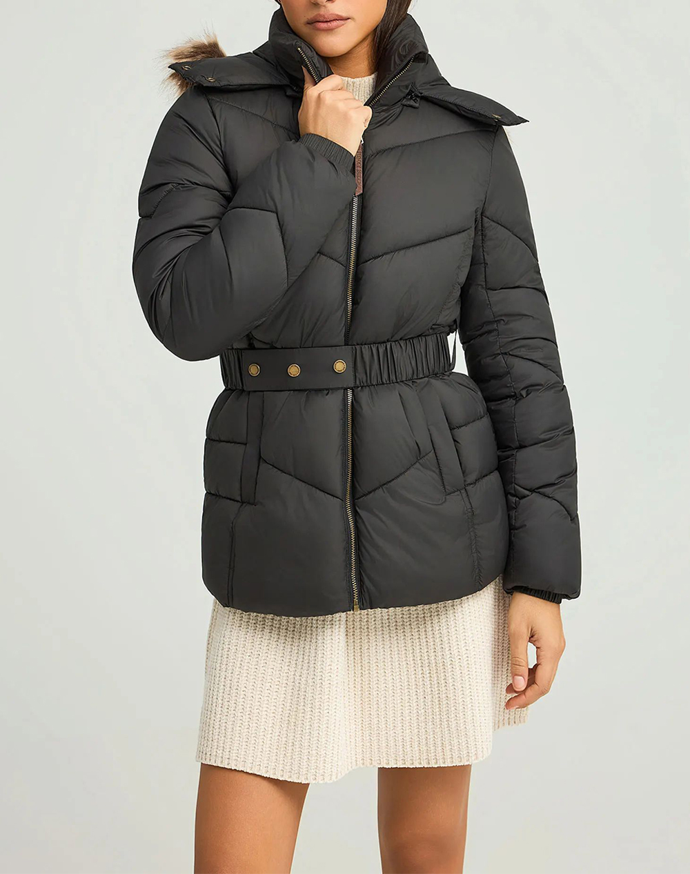 FUNKY BUDDHA Γυναικείο Φουσκωτό Τζάκετ FBL012-100-01-BLACK Black