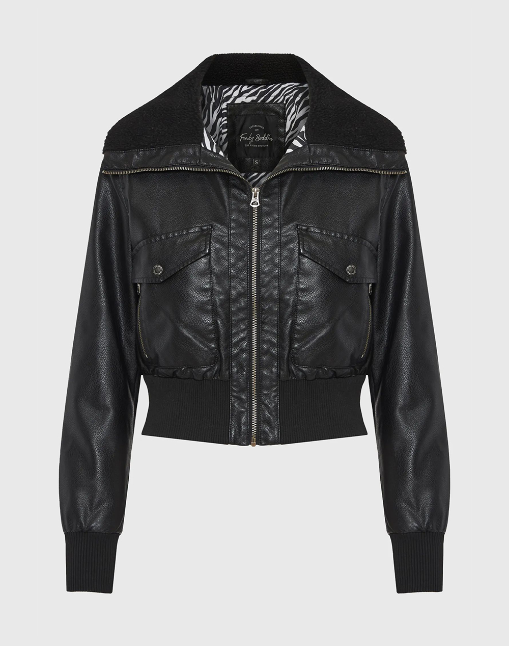 FUNKY BUDDHA Γυναικείο Bomber Τζάκετ FBL012-141-01-BLACK Black