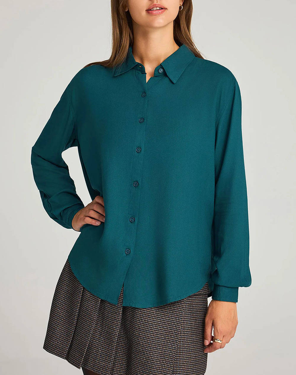 FUNKY BUDDHA Γυναικείο Πουκάμισο Basic FBL012-100-05-Dark Sea Petrol