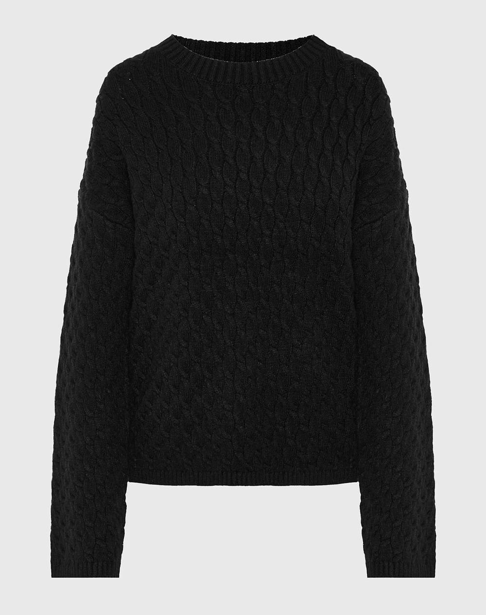 FUNKY BUDDHA FUNKY BUDDHA Γυναικείο Πλεκτό με Λαιμόκοψη FBL012-130-09-BLACK Black