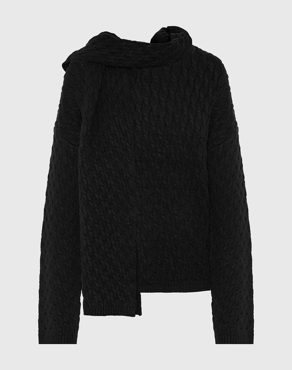 FUNKY BUDDHA Γυναικείο Πλεκτό με Λαιμόκοψη FBL012-130-09-BLACK Black φωτογραφία