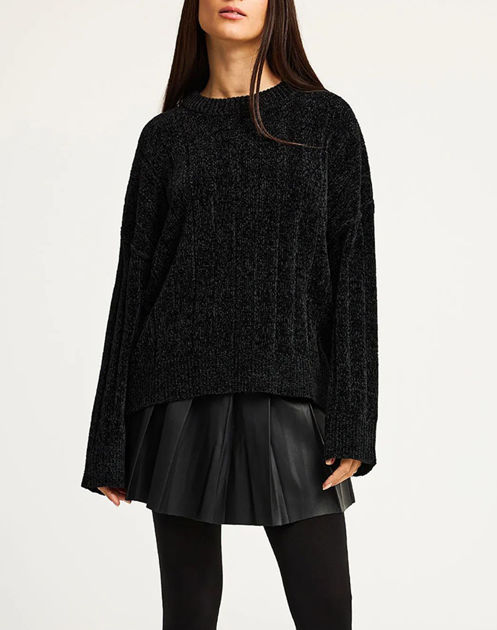 FUNKY BUDDHA Γυναικείο Πλεκτό με Λαιμόκοψη FBL012-104-09-BLACK Black