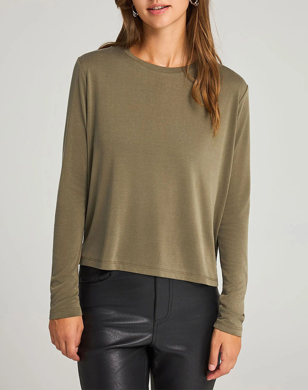 FUNKY BUDDHA Γυναικεία Μπλούζα Με Μακρύ Μανίκι FBL012-102-07-Dusty Olive Olive