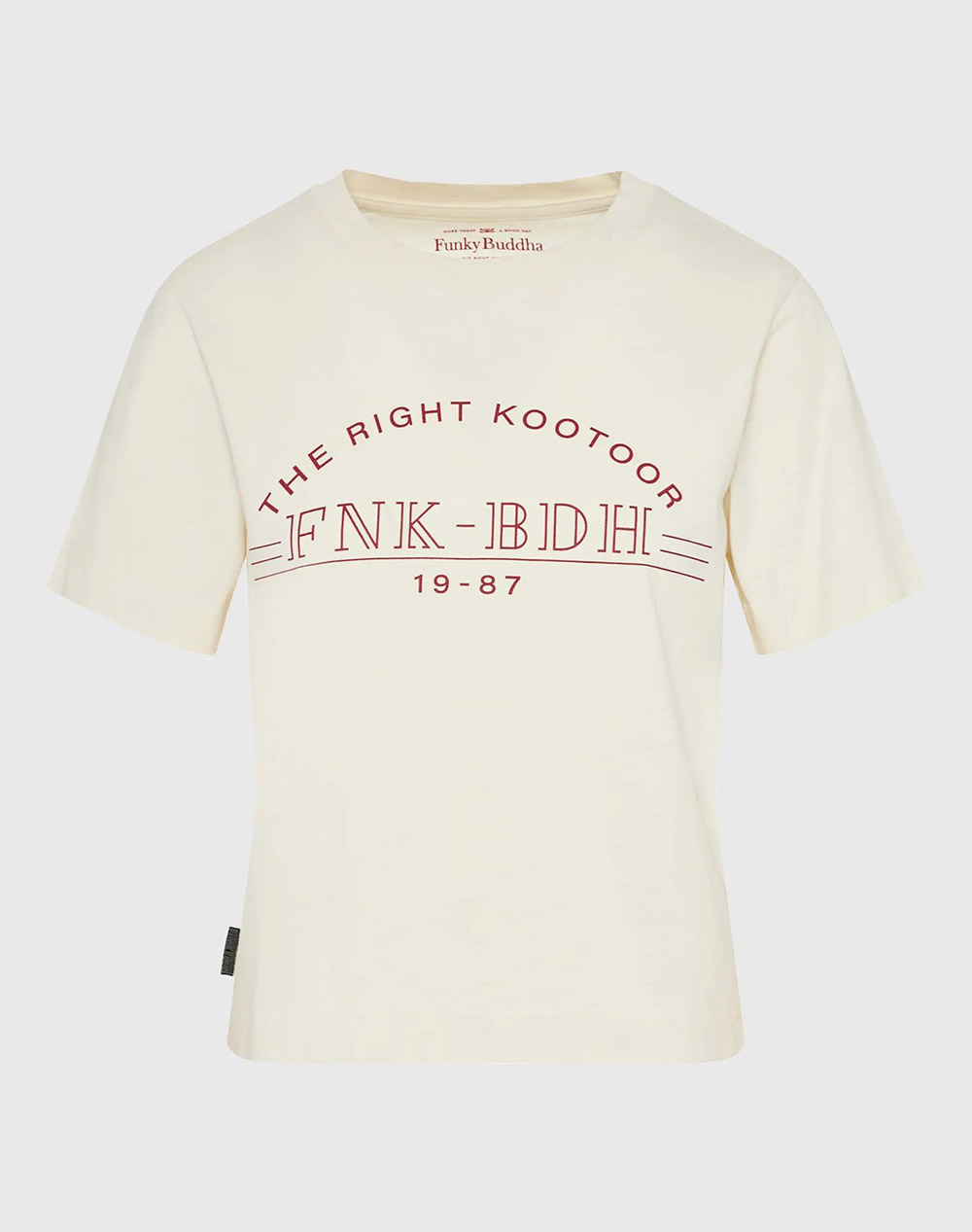 FUNKY BUDDHA Γυναικεία Μπλούζα Με Κοντό Μανίκι Και Τύπωμα FBL012-115-04-OFF WHITE OffWhite