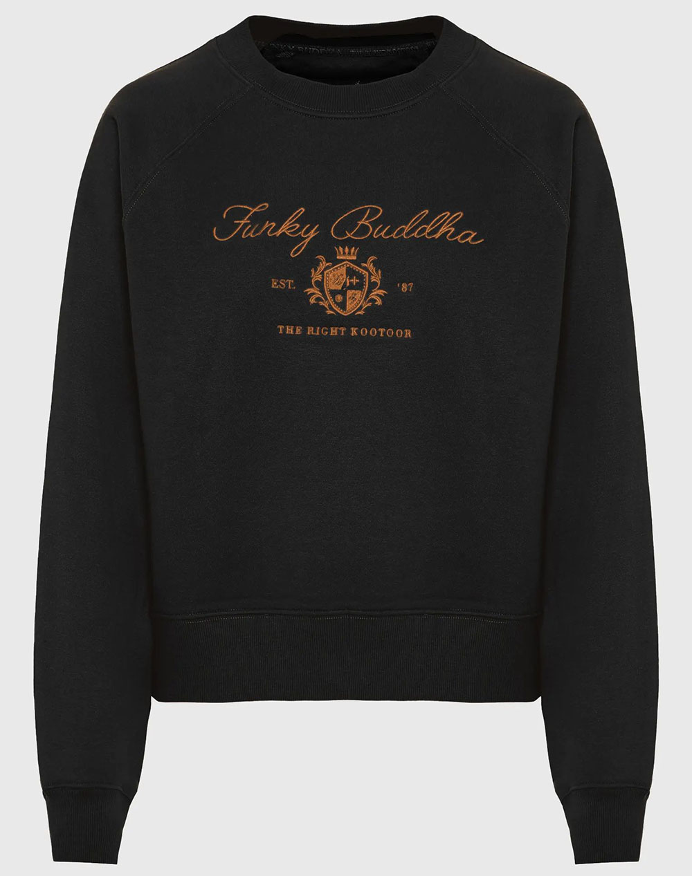 FUNKY BUDDHA Γυναικείο Φούτερ Με Λαιμόκοψη FBL012-119-06-BLACK Black