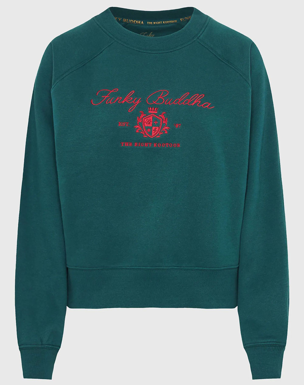 FUNKY BUDDHA Γυναικείο Φούτερ Με Λαιμόκοψη FBL012-119-06-DEEP EMERALD Green