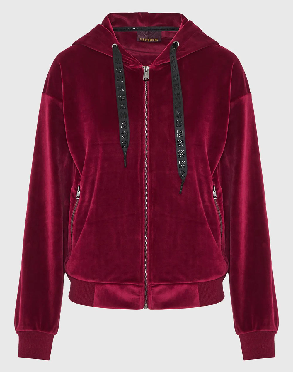 FUNKY BUDDHA Γυναικεία Ζακέτα Φούτερ Με Κουκούλα FBL012-100-06-SANGRIA RedWine